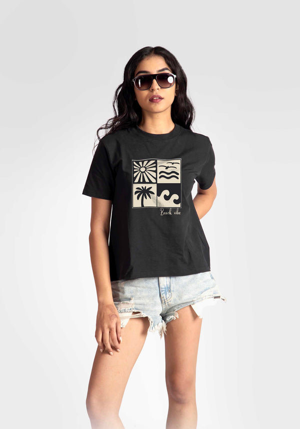 BEACH VIBES: CHARCOAL BLACK REGULAR FIT