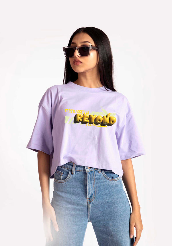 BEYOND : LAVENDER OVERSIZED CROP FIT