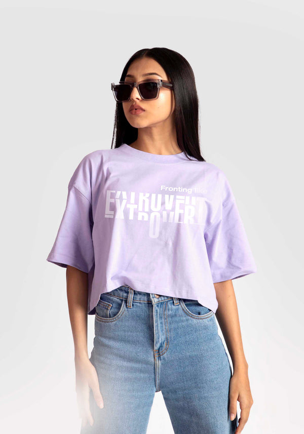 EXTROVERT: LAVENDER OVERSIZED CROP FIT