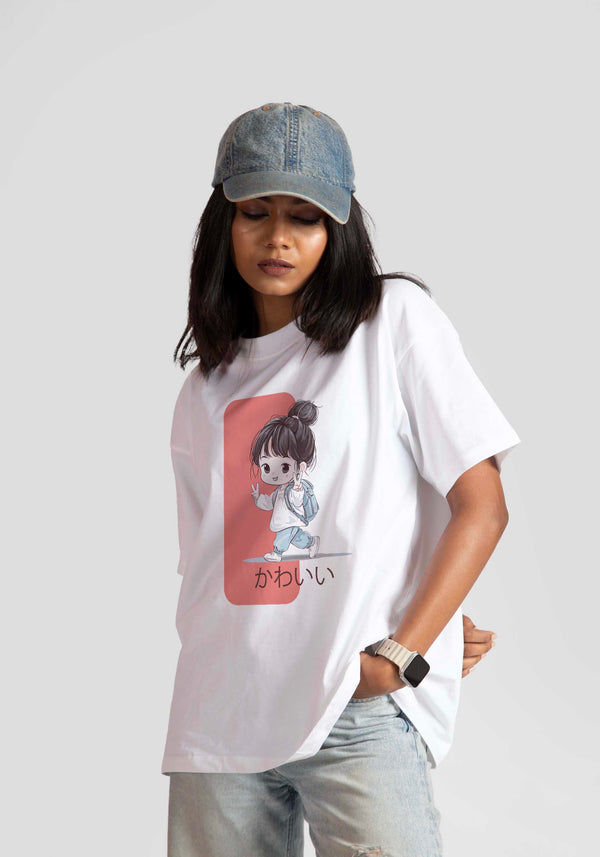KAWAII: WHITE OVERSIZED FIT