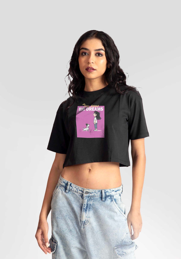 TINY PAWS: CHARCOAL BLACK OVERSIZED CROP FIT