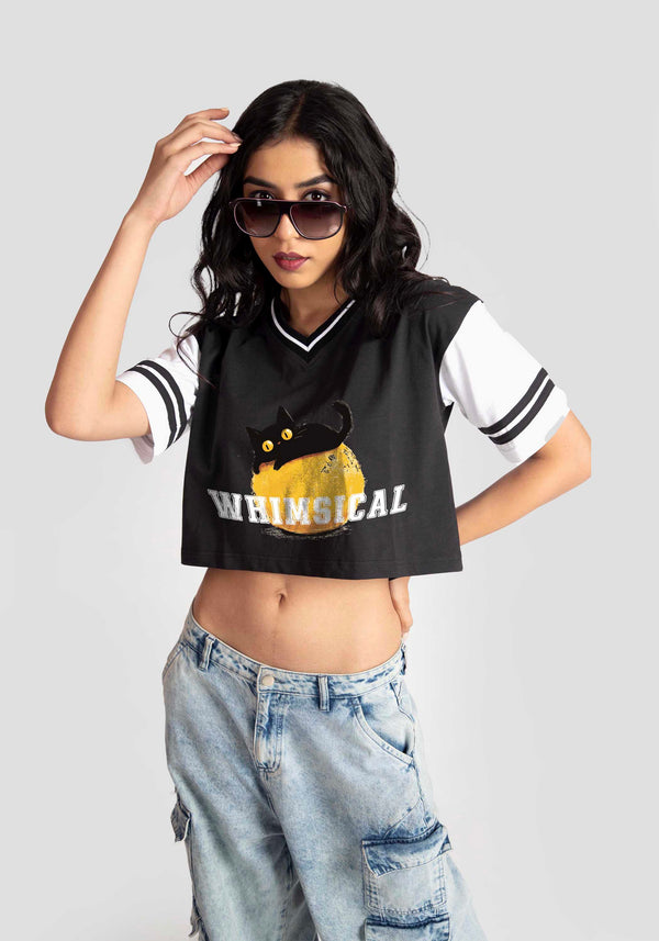whimsical varsity crop/her